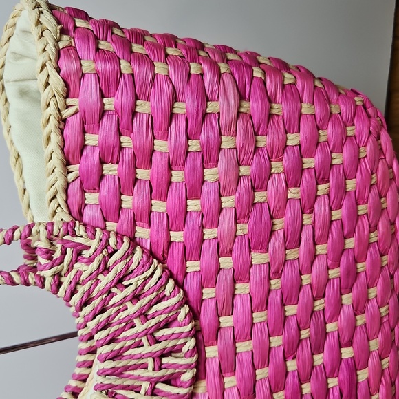 Nordstrom Pink and Cream Woven Tote - Picture 3 of 10